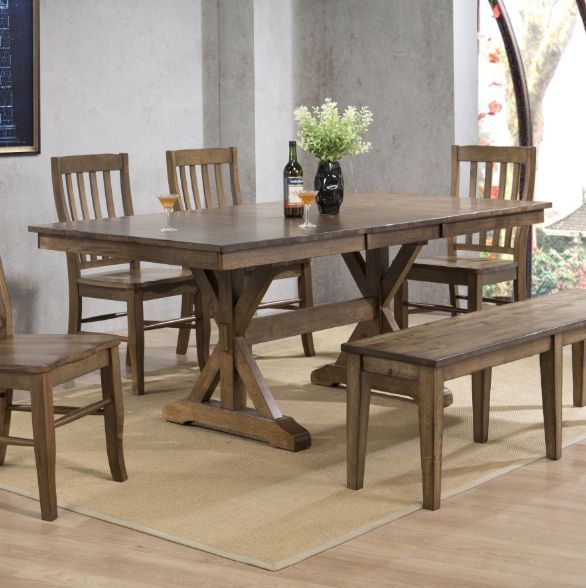 Winners Only® Carmel Rustic Brown 78" Dining Table-1