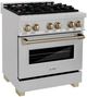 ZLINE Autograph Edition Legacy 30" Satin Stainless Steel Pro-Style Dual Fuel Range with Electric Convection Oven in Satin Stainless Steel and Champagne Bronze Accents-2