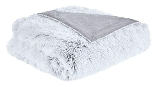 Olliix by Intelligent Design Emma Grey Faux Fur Throw-0