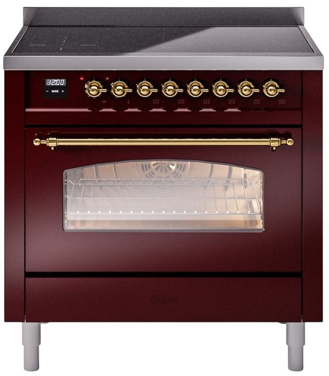 Ilve® Nostalgie II Series 36" Burgundy Pro Style Induction Range-0