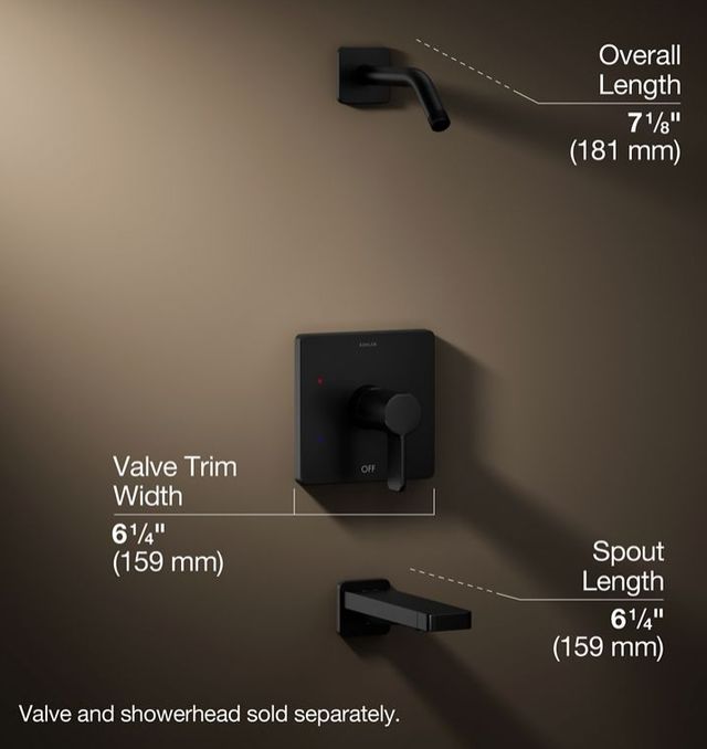 KOHLER® Parallel® Rite-Temp® Matte Black Bath and Shower Trim Kit-2