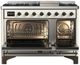 Ilve® Majestic III 48" Antique White Pro Style Dual Fuel Natural Gas Range with Solid Door and Burnished Trim-1