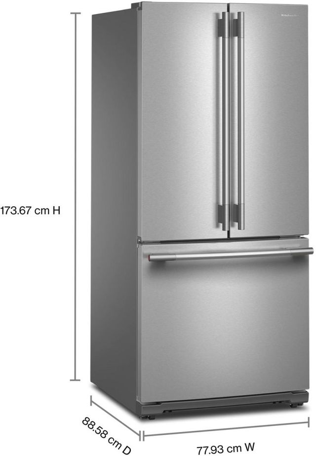 KitchenAid® 19.68 Cu. Ft. PrintShield™ Stainless Steel French Door Refrigerator with Interior Dispense-2