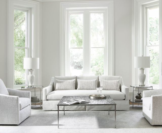 Bernhardt Cornelia Glass Top Side Table with Brushed Stainless Steel Base-1