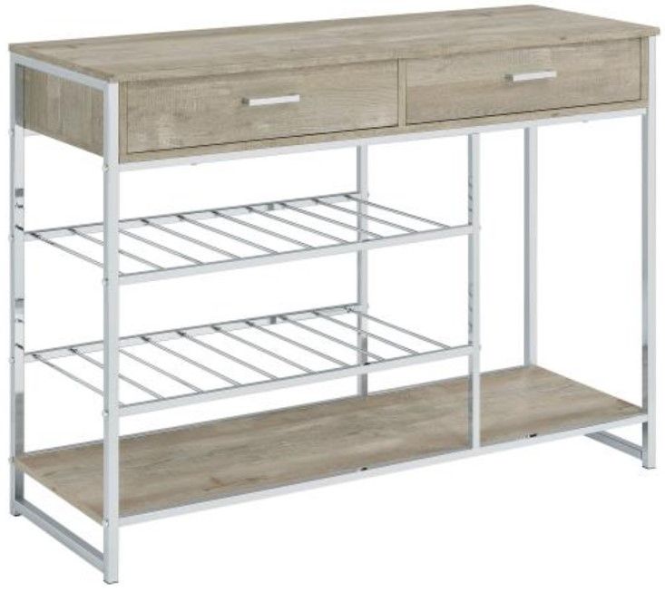 Coaster® Melrose Chrome/Gray Wine Cabinet