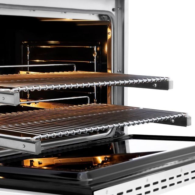 ZLINE Paramount Autograph Edition 36" Stainless Steel Pro Style Gas Range with White Matte Door and Champagne Bronze Accents-2