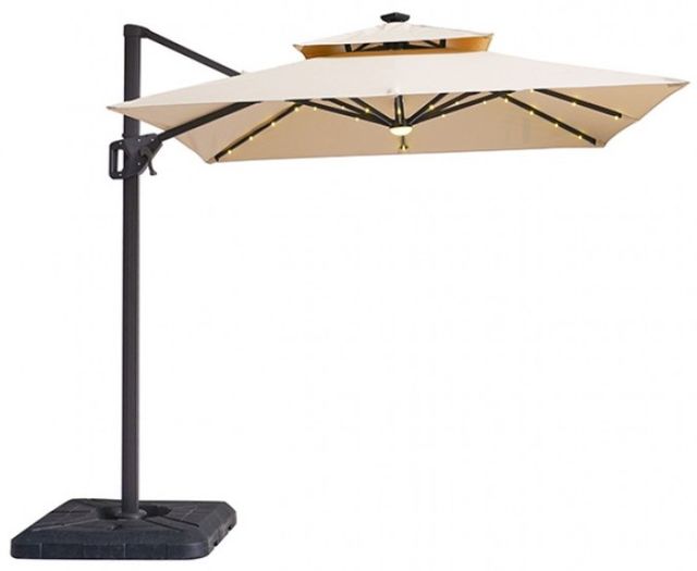 Furniture of America® Xico Beige Aluminum/Fabric Outdoor Patio Umbrella and Base-2