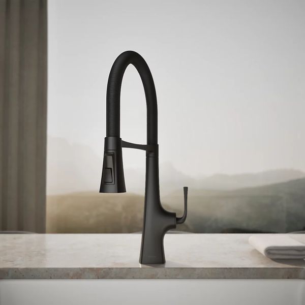 KOHLER® Graze® Matte Black 22" Semi-Professional Kitchen Sink Faucet with 3-Function Sprayhead-3