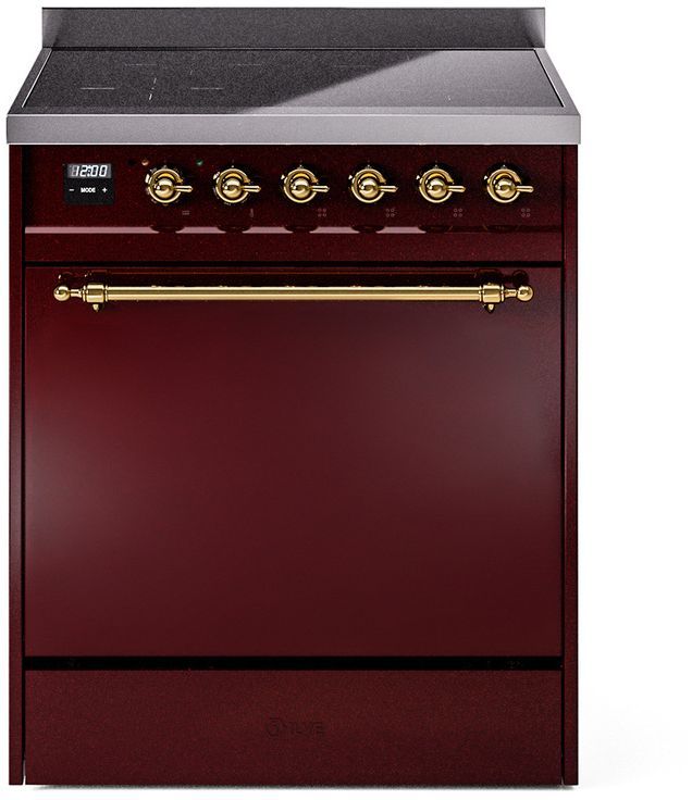 Ilve® Nostalgie II Series 30" Burgundy Pro Style Induction Range-0