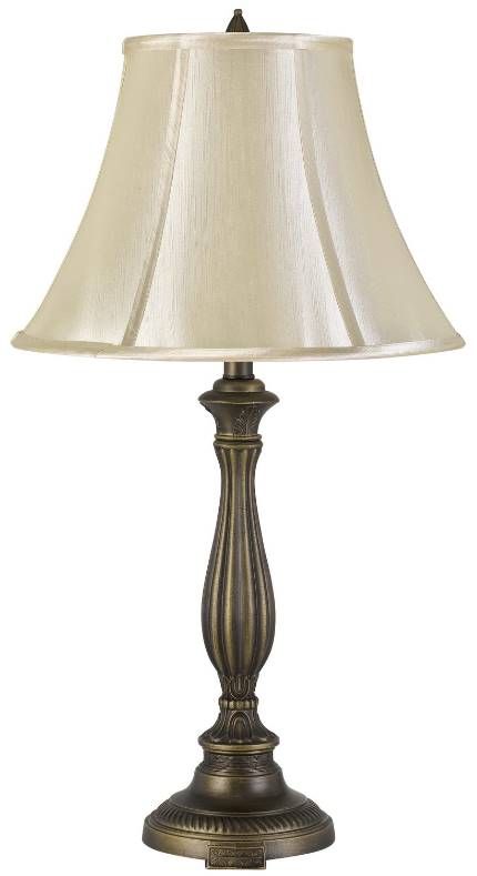 Cal® Lighting & Accessories Meath Antique Brass/Off-White Table Lamp-1