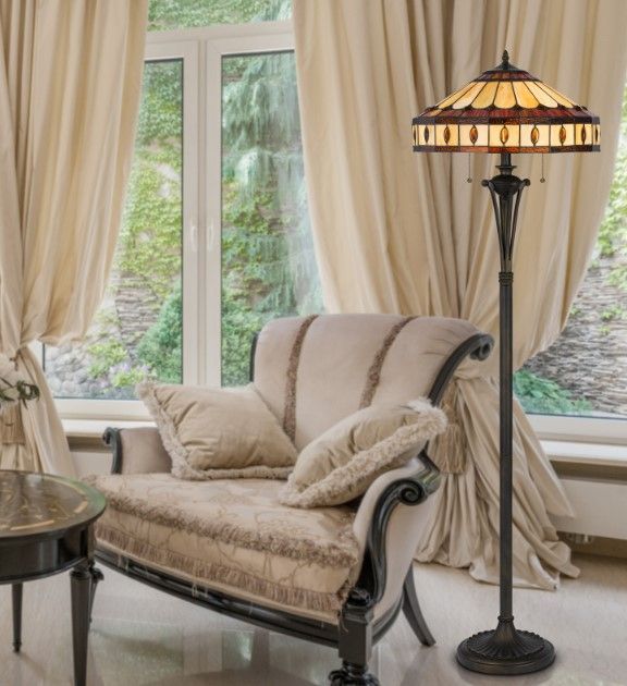 Cal® Lighting & Accessories Tiffany Antique Bronze Floor Lamp-3