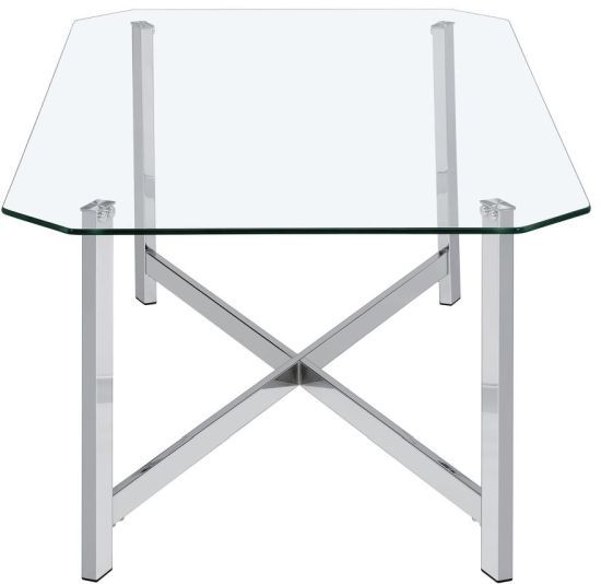 Coaster® Cronin Square Tempered Glass Top Coffee Table with Chrome Base-4
