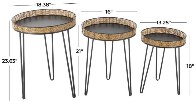 Deco Marche 3-Piece Black Handmade Accent Table-2