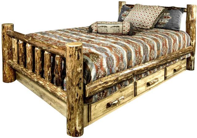 Montana Woodworks® Glacier Country Stain & Clear Lacquer Queen Bed with Storage-2