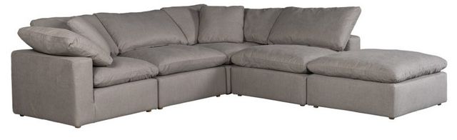 Moe's Home Collection Terra Condo Dream 5-Piece Light Grey L-Shaped Modular Sectional and Ottoman-0
