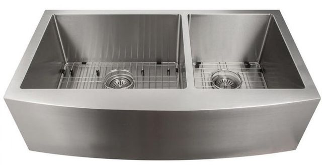 ZLINE Courchevel 36" Stainless Steel Farmhouse Apron Mount Double Bowl Kitchen Sink with Bottom Grid-0