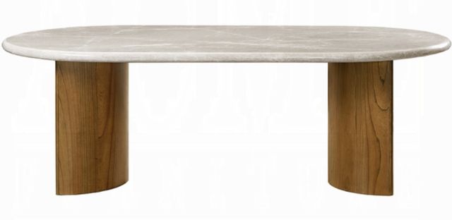 ACME Furniture Darcy Natural Dining Table with Dark Walnut Base-3
