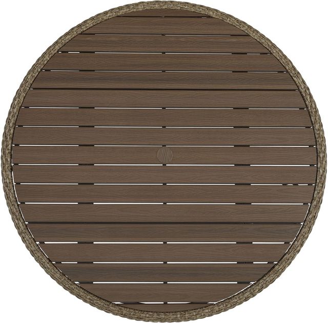 Signature Design by Ashley® Amaris Brown Metal/Resin Outdoor Dining Table with Black Tapper Legs-1