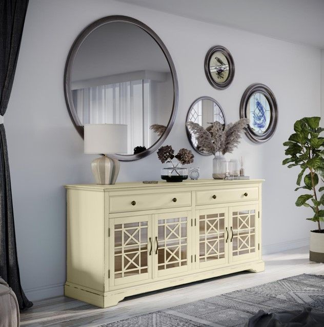 Jofran Inc. Craftsman Antique Cream 70" Media Console-1