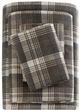 Olliix by Woolrich Brown Plaid King Flannel Cotton Sheet Set-0