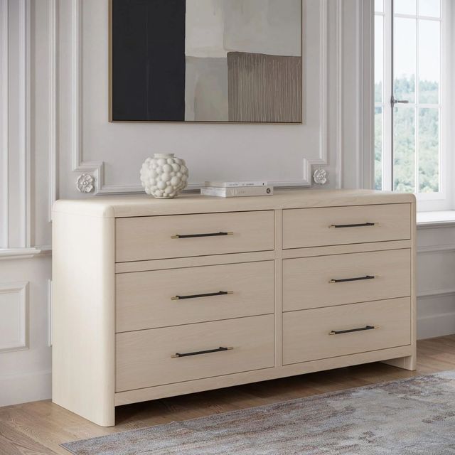 Modus Furniture Wallen White Sand 6-Drawer Dresser-1