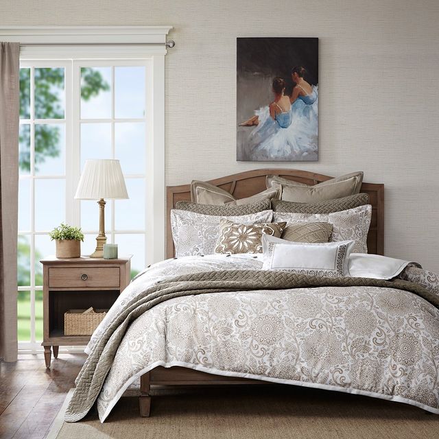 Olliix by Madison Park Signature Sophia Ivory King Comforter Set-0