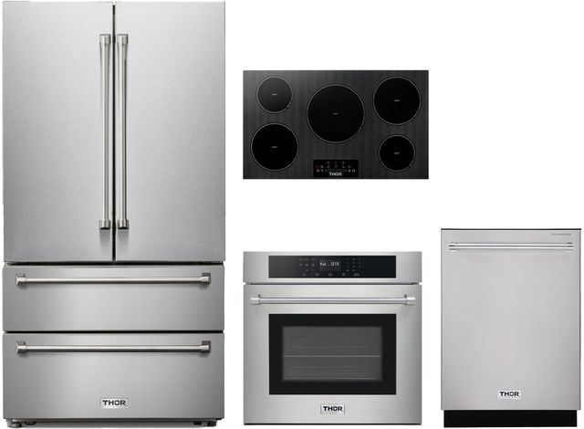 Thor Kitchen® 4 Piece Stainless Steel Induction Kitchen Package-0
