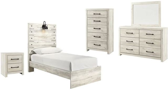Signature Design by Ashley® Cambeck 5-Piece Whitewash Twin Panel Bed Set-0