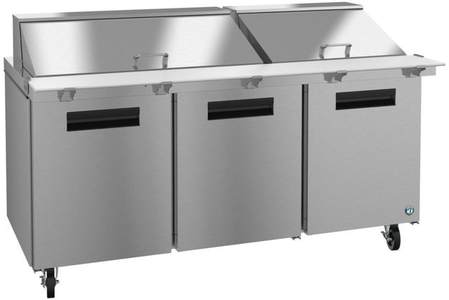 Hoshizaki 72" 21.25 Cu. Ft. Stainless Steel Three Section Mega Top Prep Table Refrigerator with Enamel Coated Evaporator Coil-1