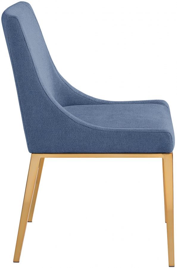 Meridian Furniture Haines 2-Piece Brushed Navy/Gold Linen Dining Chair Set-3