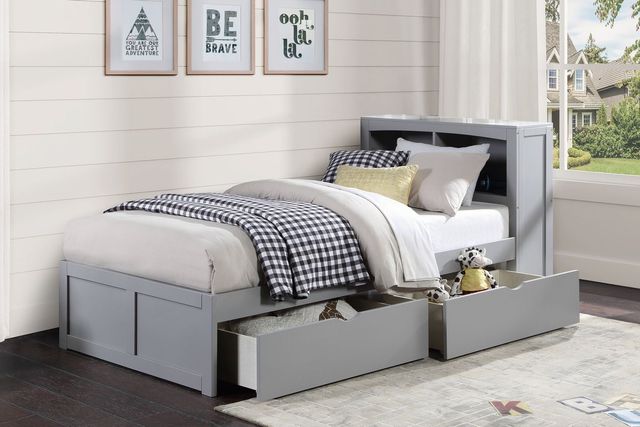 Homelegance® Orion Gray Youth Twin Storage Bookcase Bed-1
