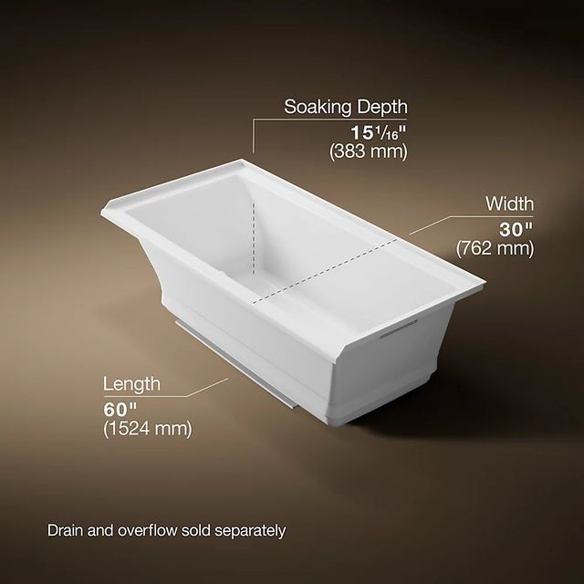 KOHLER® Underscore® White 60" x 30" Alcove Heated BubbleMassage™ Air Bath - Right Drain-3