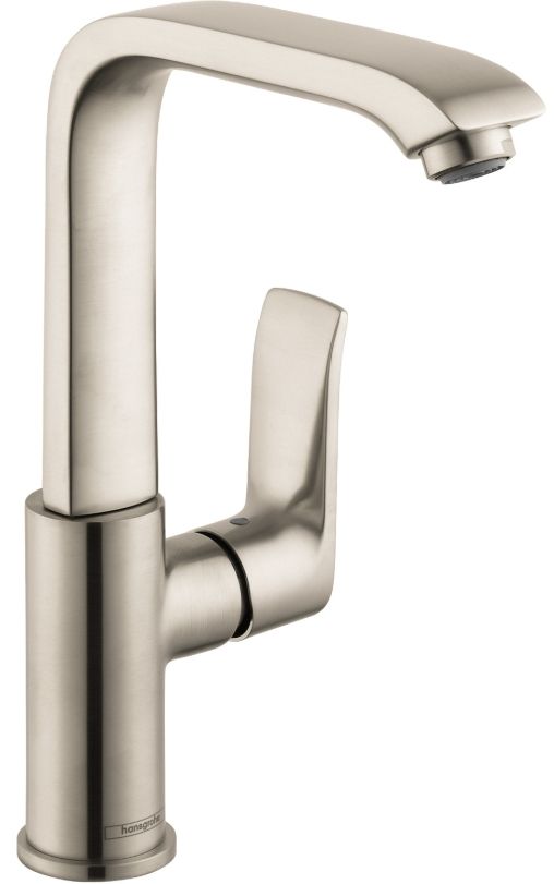 Hansgrohe Metris Brushed Nickel Single-Hole Faucet with Swivel Spout and Pop-Up Drain-0