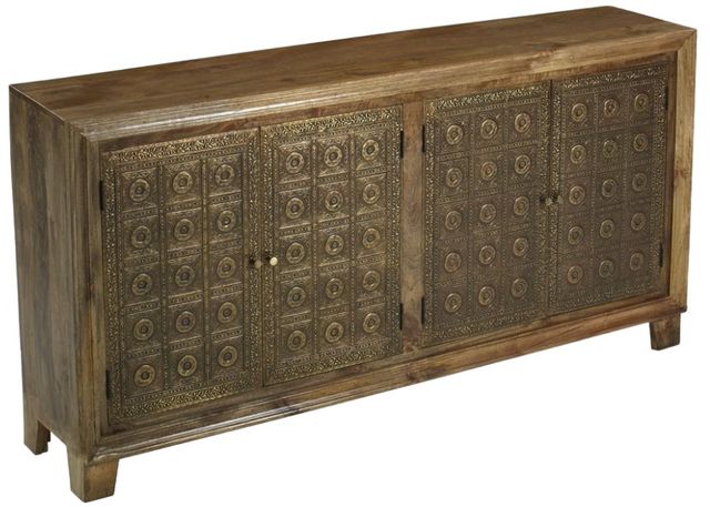 Jaipur Furniture Brass Brocade Brown Sideboard-0