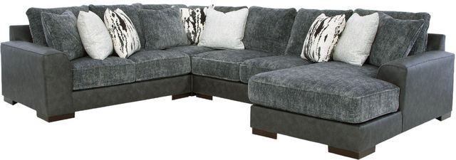 Signature Design by Ashley® Larkstone 4-Piece Pewter Right-Arm Facing Loveseat Sectional and Chaise-0
