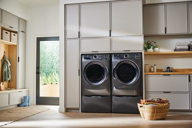 Electrolux Stackable Laundry Pair in a closet space