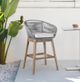 Armen Living Tutti Frutti Aged Teak/Gray Fabric/Rope/Wood Outdoor Counter Stool-1