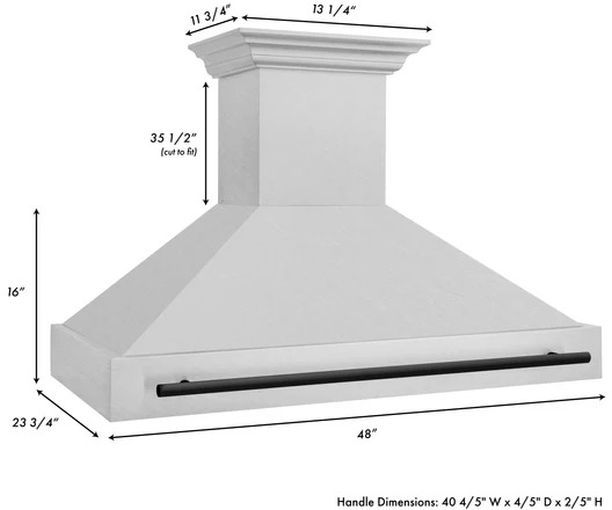 ZLINE Autograph Edition 48" Satin Stainless Steel Wall Mounted Range Hood with Matte Black Handle-2