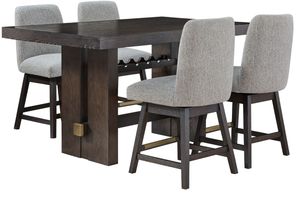 Signature Design by Ashley® Burkhaus 5-Piece Dark Brown Counter Height Dining Table Set Front view of the Signature Design by Ashley® Burkhaus 5-Piece Dark Brown Counter Height Dining Table Set