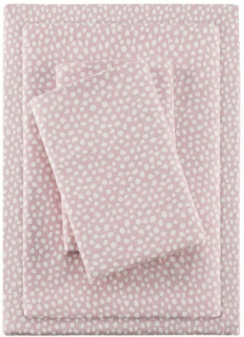 Olliix by True North by Sleep Philosophy Cozy Flannel Blush Dots Full Cotton Printed Sheet Set-0