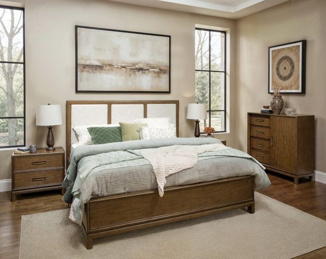 Magnussen Home® Ridgefield Russet Brown Queen Panel Bed with Upholstered Headboard-1