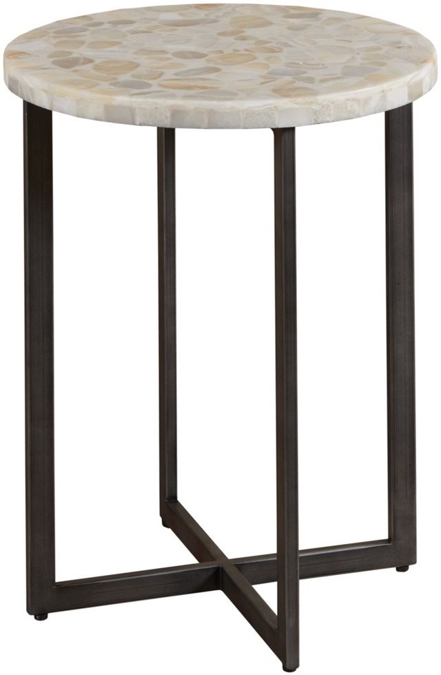 Hammary® Hidden Treasures White Onyx Marble Top Accent Table with Black Metal Base-0