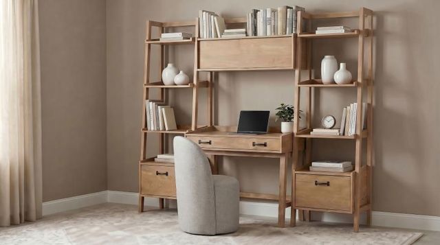 Coaster® Fabian 4-Piece Light Brown Computer Desk and Bookshelf Set-1