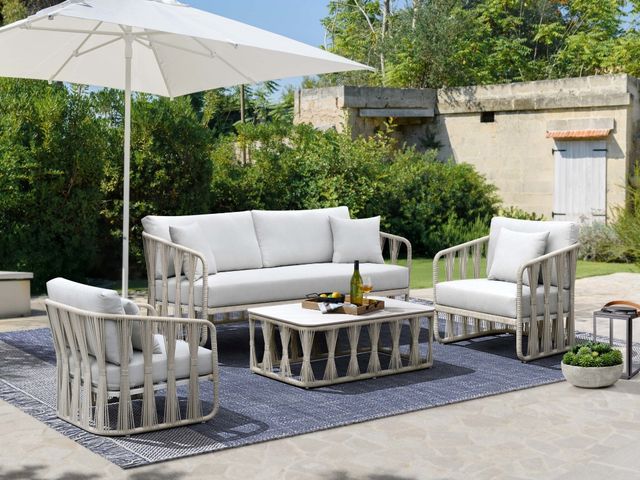 Intercon Alexa 2-Piece White Aluminum Outdoor Seating Set-1
