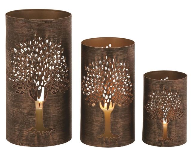 Deco Marche 3-Piece Copper Tree Candle Lantern Set-0