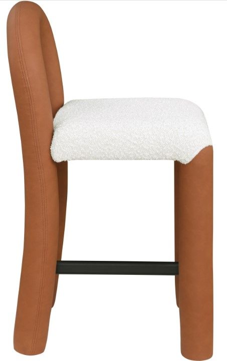 Meridian Furniture Amari Cognac/Cream Upholstered Counter Stool-3