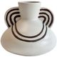 TOV Furniture Earthenware Cream Ceramic Line Art Wide-Bodied Vase-0