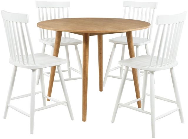 Coaster® Andrews 5-Piece Light Ash/White Round Counter Dining Set-0