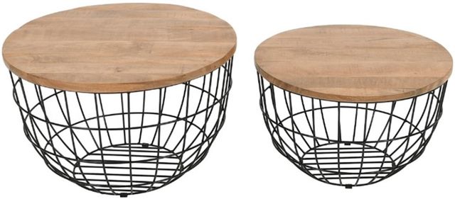 Jofran Inc. Global Archive Rondo 2-Piece Brown Nesting Coffee Table Set with Black Base-2