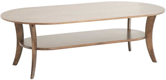 Marshfield Furniture Finn White Pill-Shaped Coffee Table with Brown Base-0